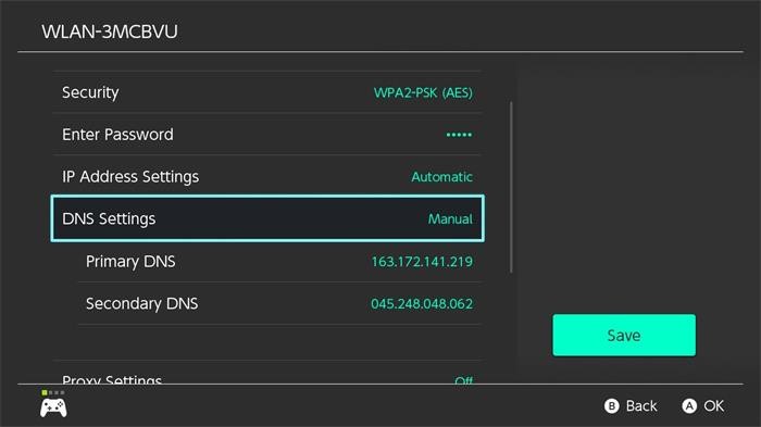 Change DNS Address on Nintendo Switch