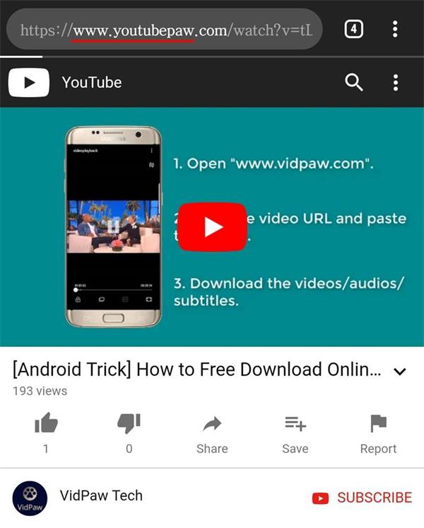 Add Paw to Quickly Download YouTube