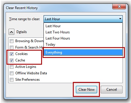 Clear Cached Data on Firefox