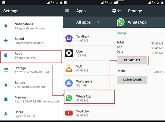 Clear WhatsApp Data