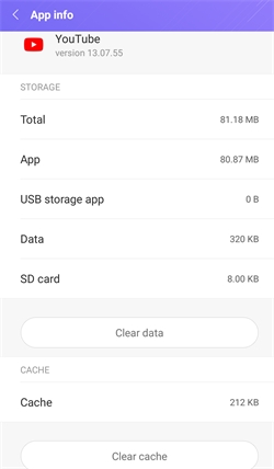 Clear YouTube App Cache on Android