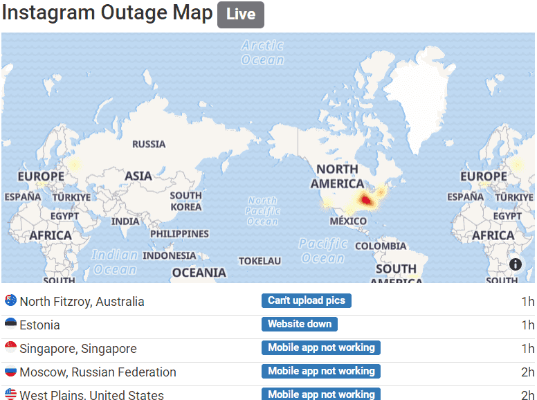 Instagram Outage Map