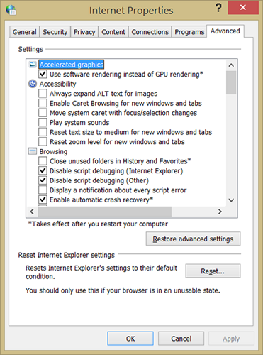 Internet Explorer Settings