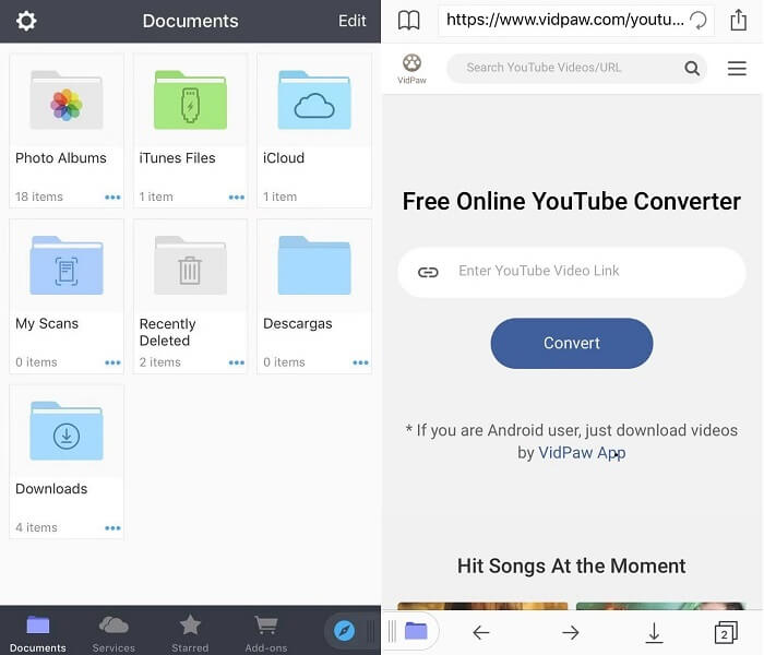 Open VidPaw YouTube Converter on iPhone