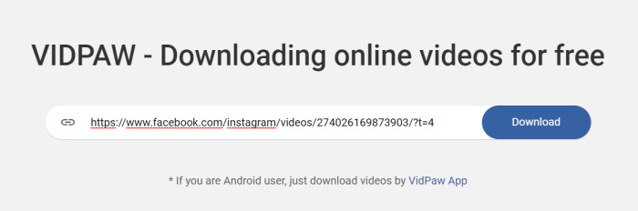 Paste Facebook Video URL to VidPaw