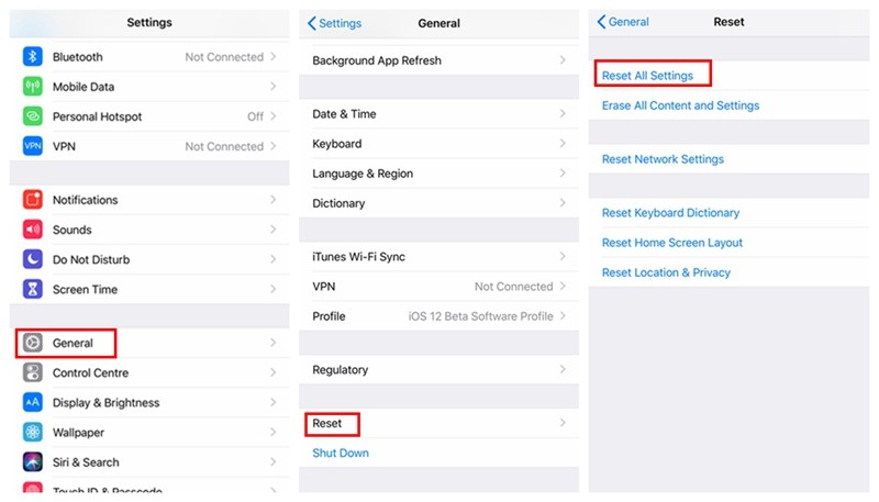 Reset All Settings on iPhone