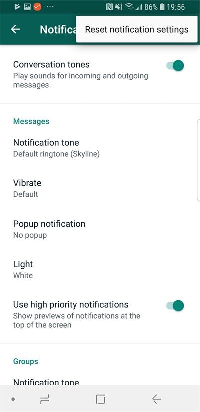 Reset Notification Settings