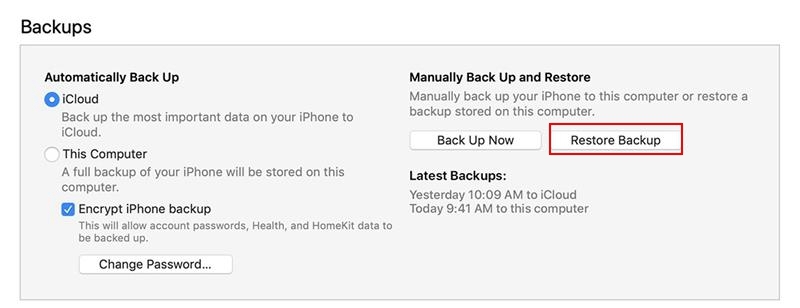 Restore iPhone Backup with iTunes