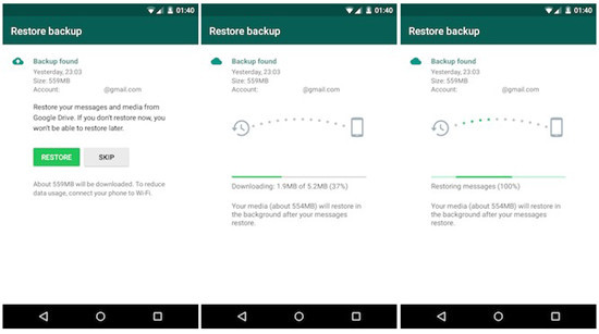 Restore WhatsApp Data Android