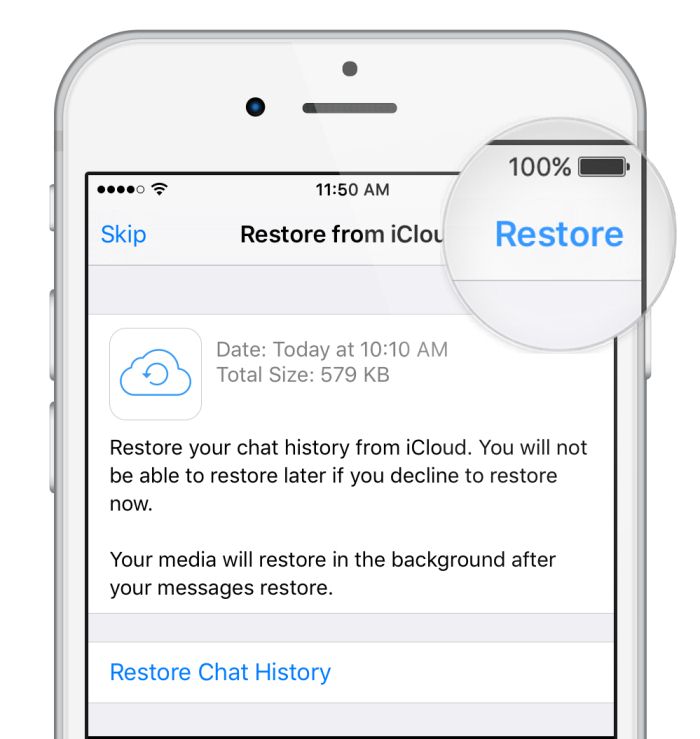 Restore WhatsApp Data from iCloud