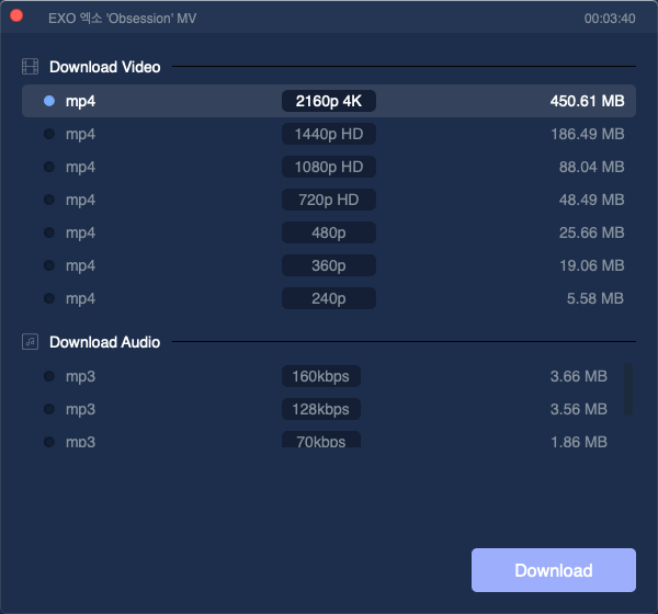 Select Output Format