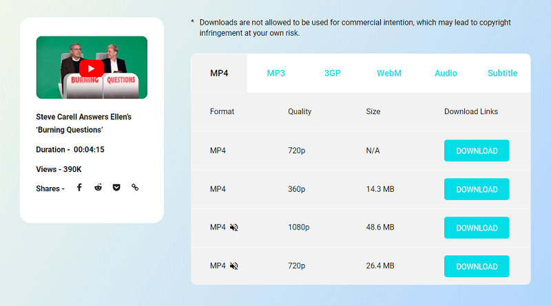 Choose an output format and quality